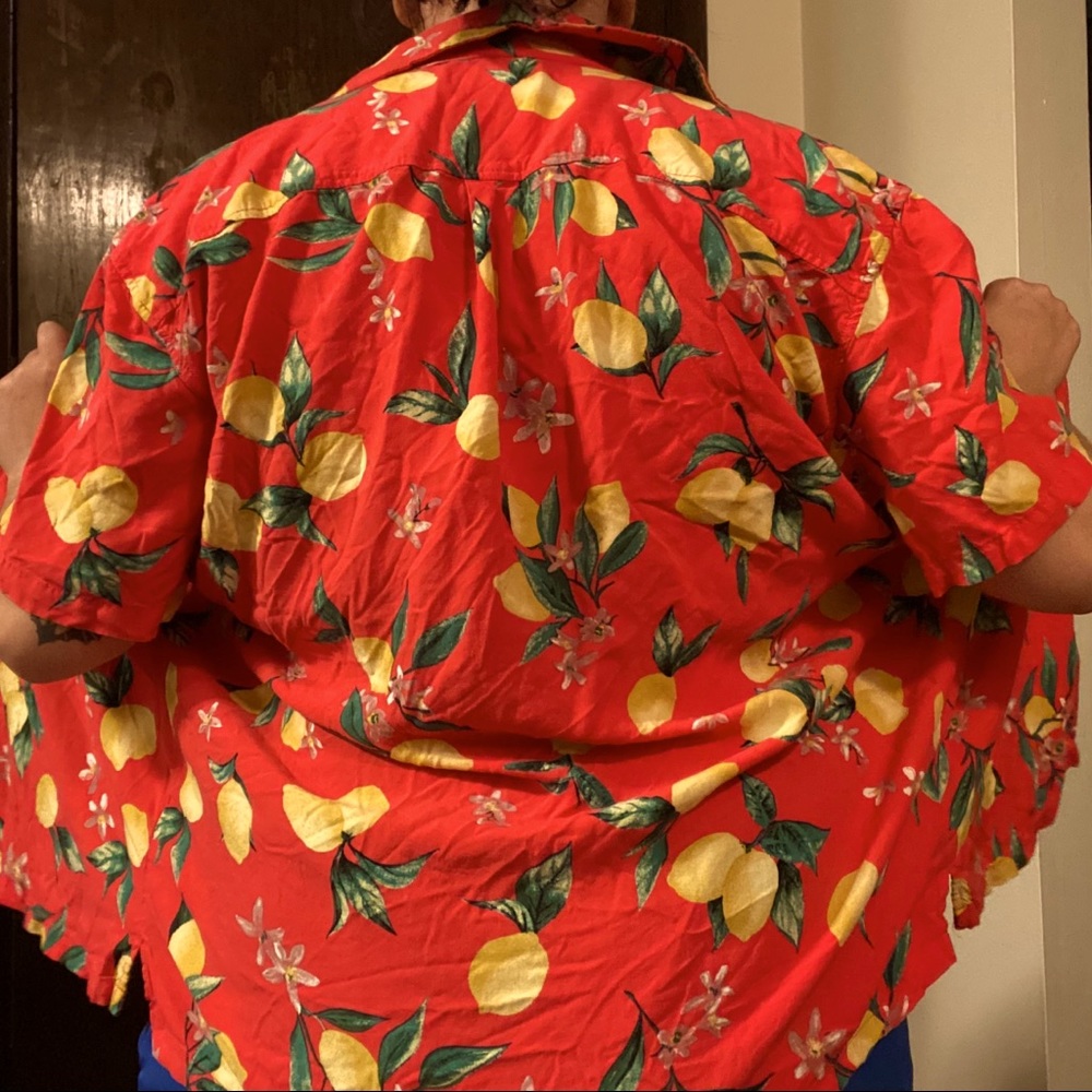 Red Lemon Button Up
